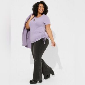 Kuromi My Melody Slim Fit Embroidered Cinch Tee Light Purple Lavender Size 1X